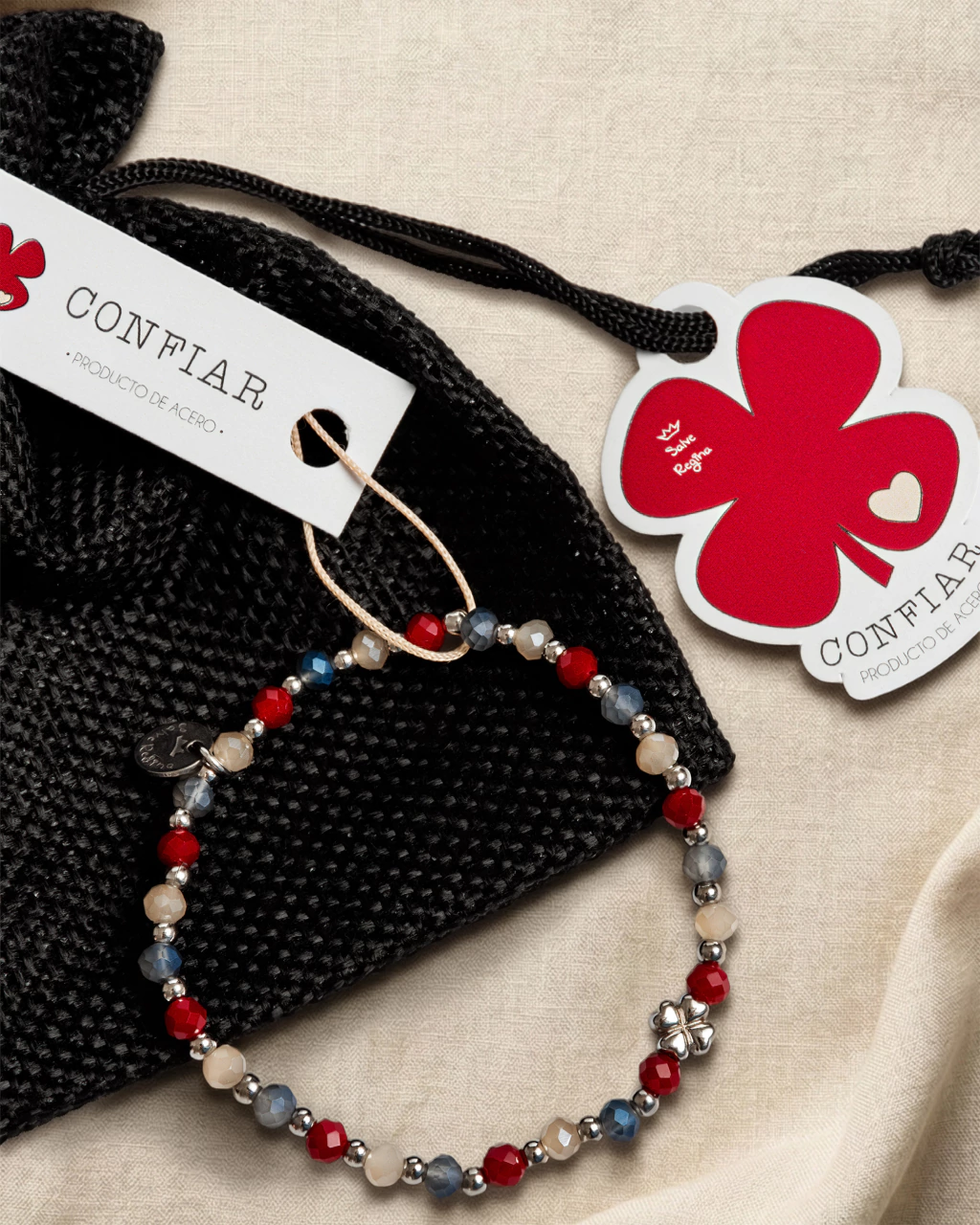Pulsera Acero Trebol Bordo